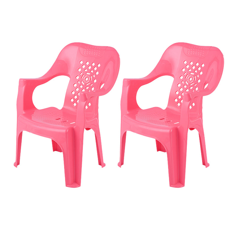 Minimalist Style Stacking Dining Arm Chairs Plastic Slat Back Dining Side Chair for Home Use
