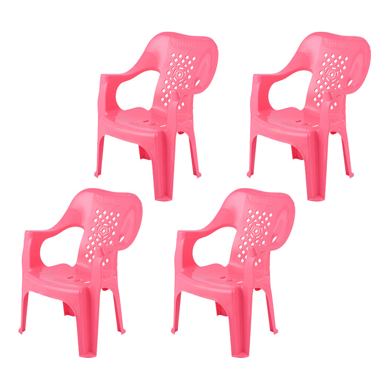 Minimalist Style Stacking Dining Arm Chairs Plastic Slat Back Dining Side Chair for Home Use