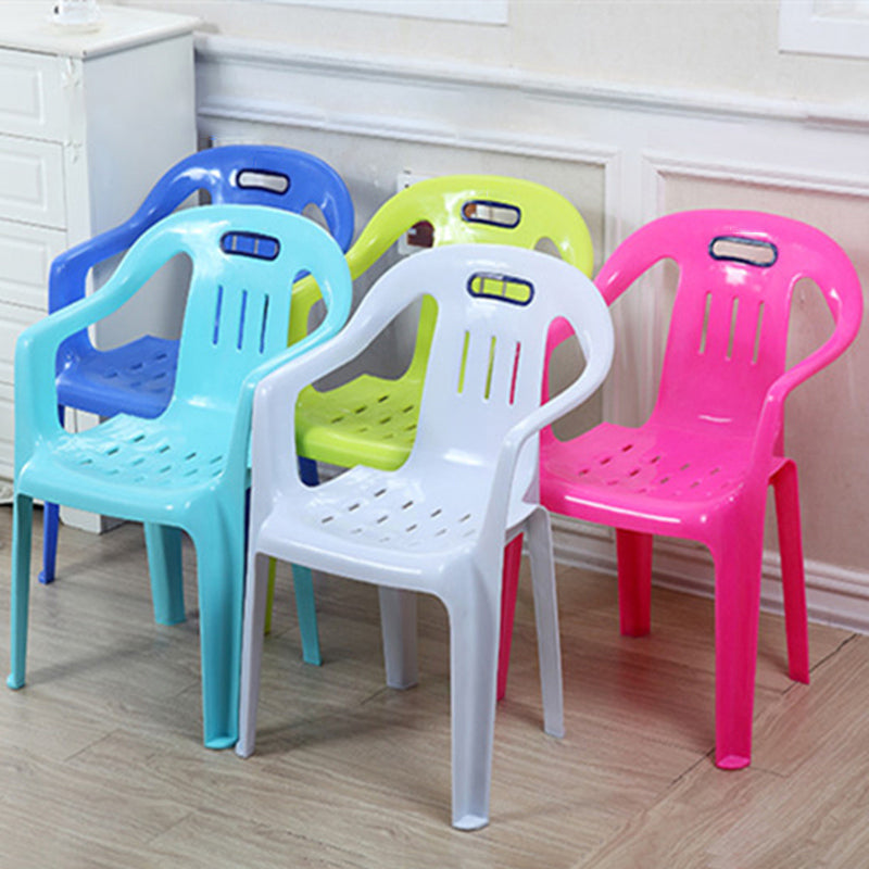 Sillas de comedor apilables de estilo minimalista, respaldo de listón de plástico, silla lateral para el hogar