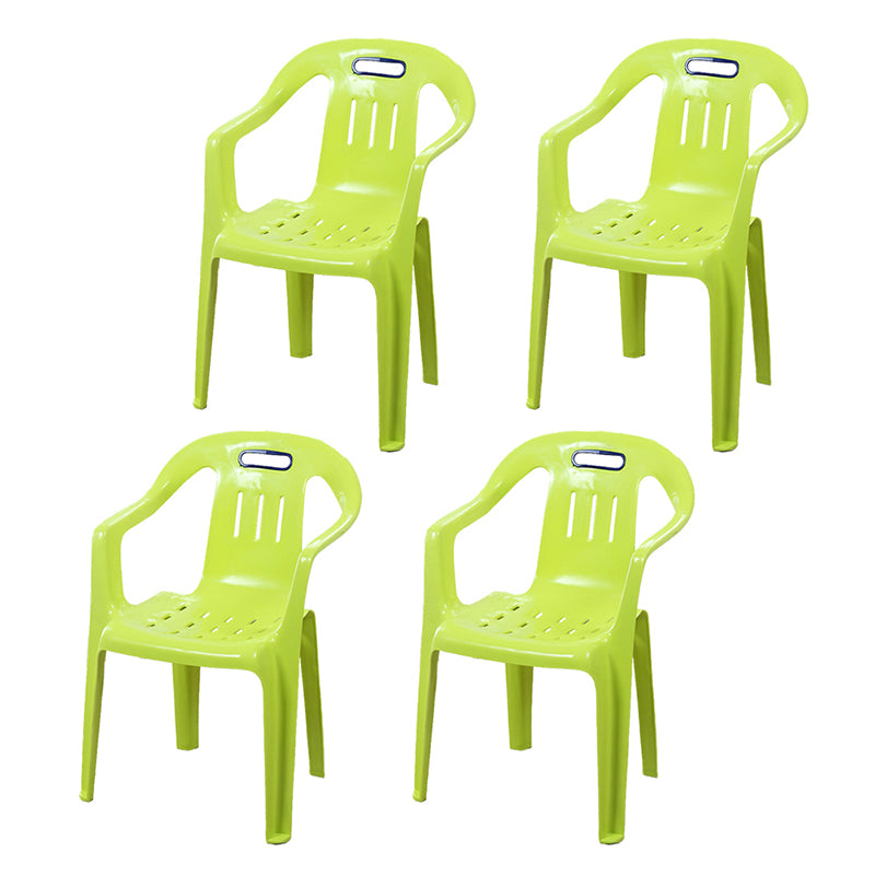 Sillas de comedor apilables de estilo minimalista, respaldo de listón de plástico, silla lateral para el hogar