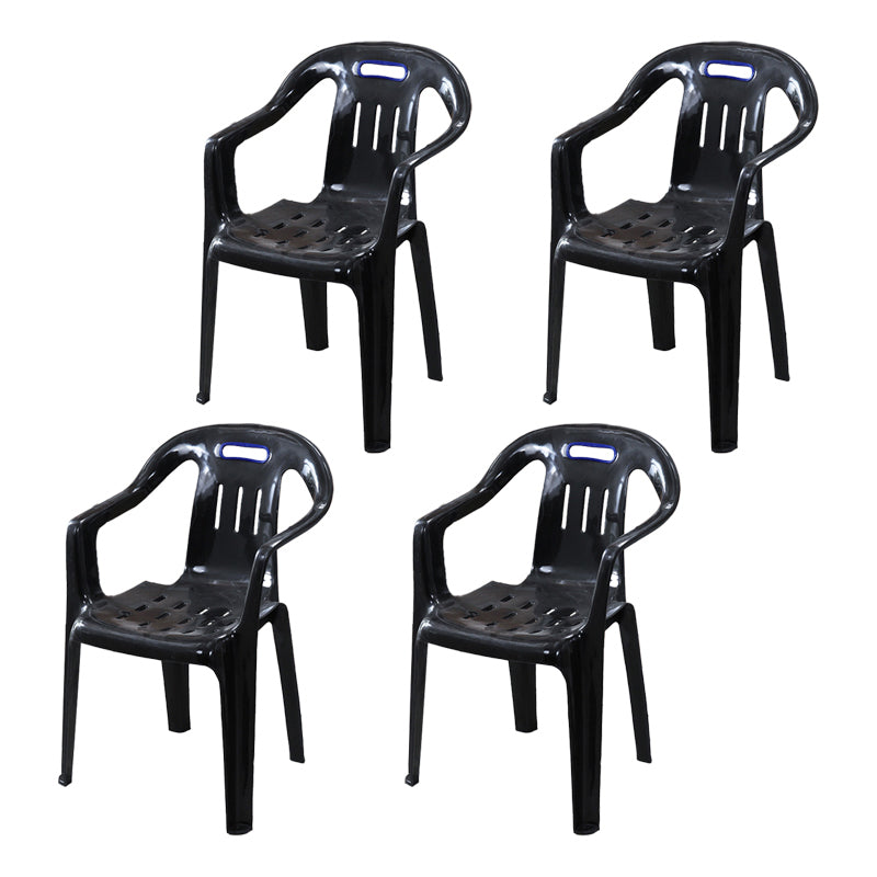 Sillas de comedor apilables de estilo minimalista, respaldo de listón de plástico, silla lateral para el hogar
