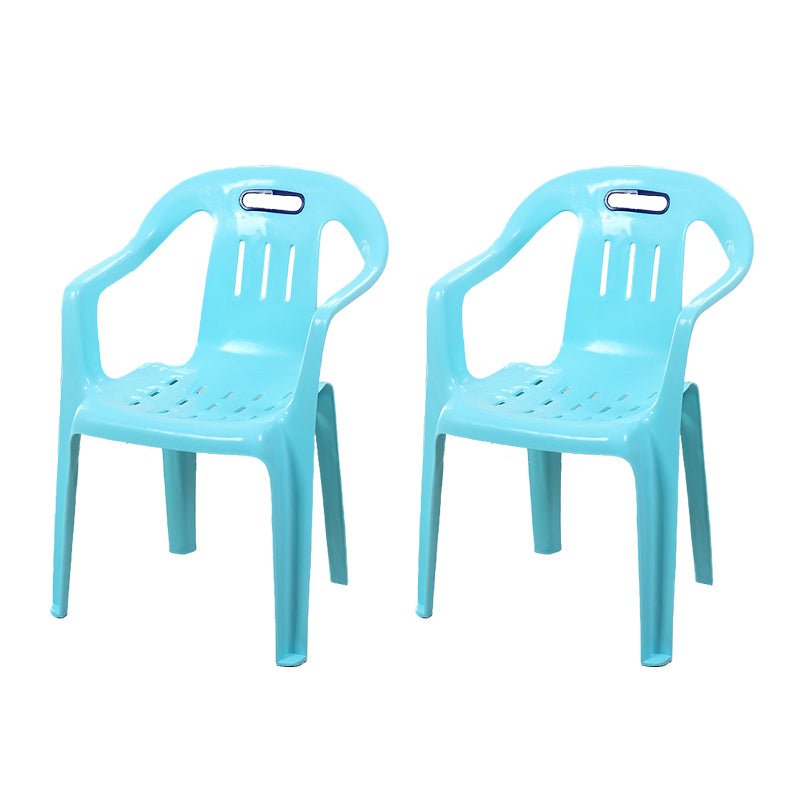 Sillas de comedor apilables de estilo minimalista, respaldo de listón de plástico, silla lateral para el hogar