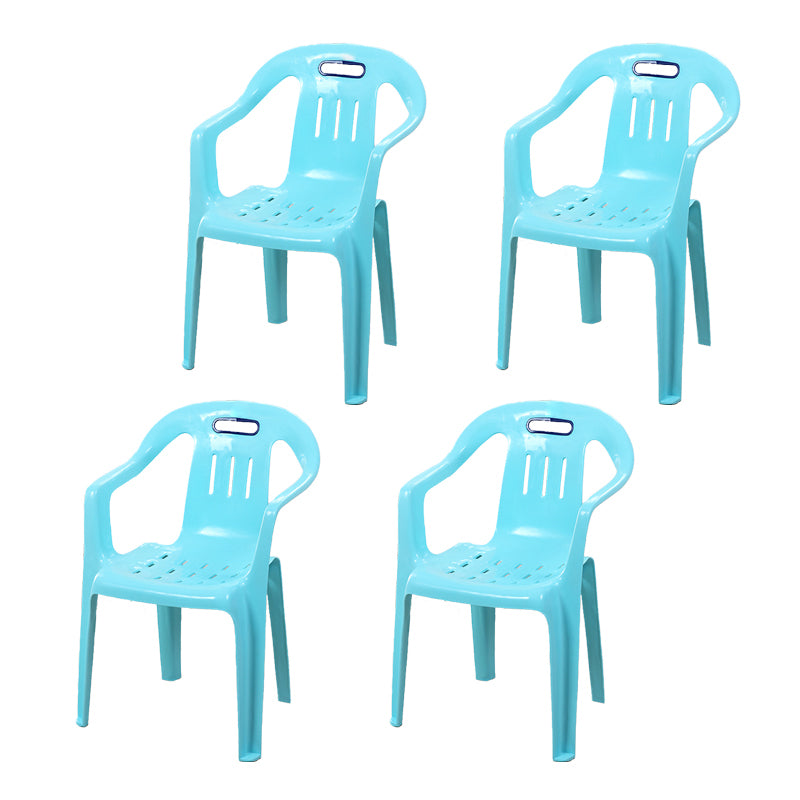 Sillas de comedor apilables de estilo minimalista, respaldo de listón de plástico, silla lateral para el hogar