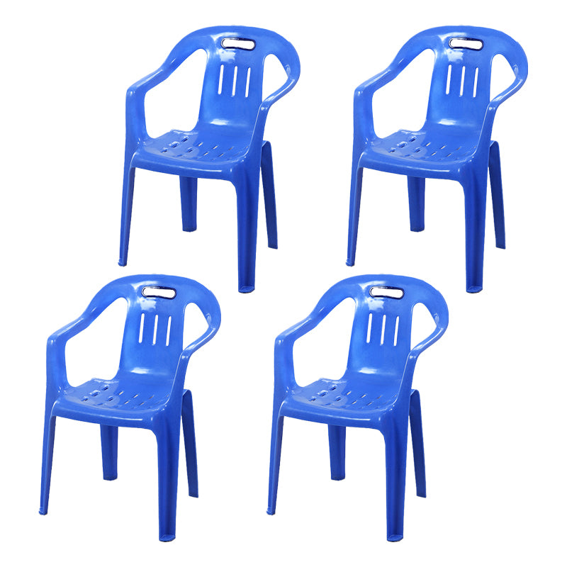 Sillas de comedor apilables de estilo minimalista, respaldo de listón de plástico, silla lateral para el hogar