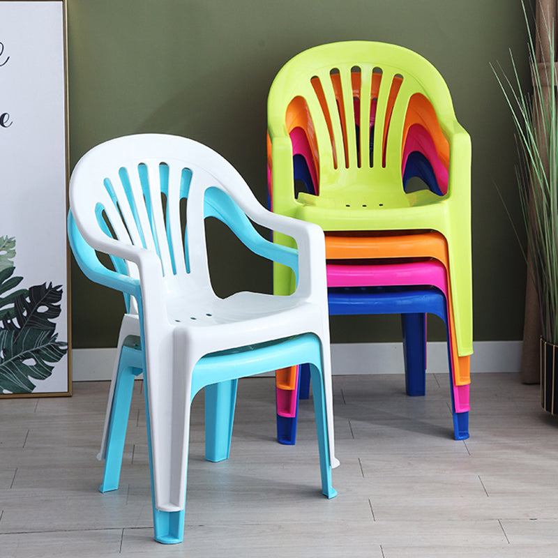 Silla con respaldo de listones de estilo minimalista, sillas laterales de comedor apilables de plástico para el hogar