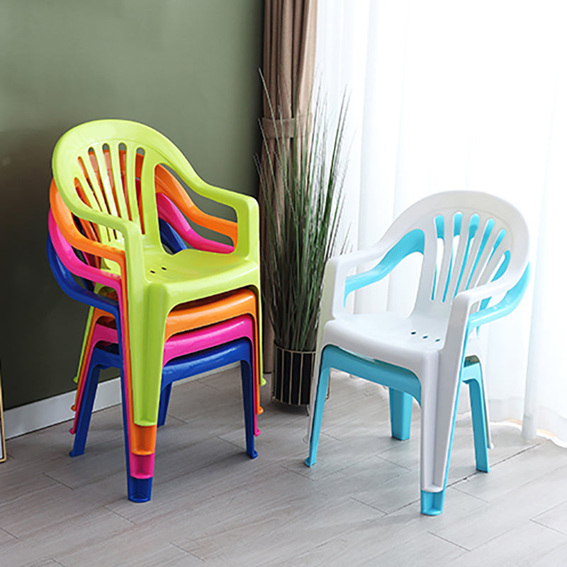 Silla con respaldo de listones de estilo minimalista, sillas laterales de comedor apilables de plástico para el hogar