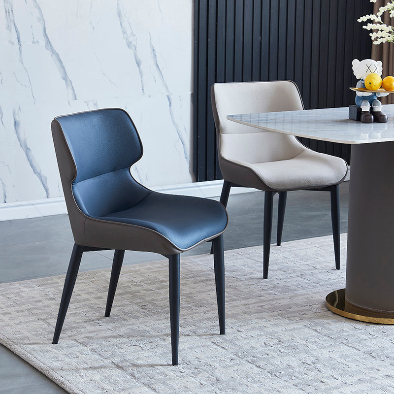 Silla de comedor tapizada de metal con respaldo industrial para interiores (juego de 2)