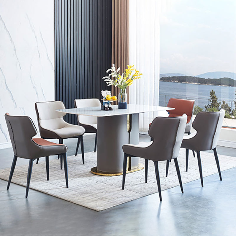 Silla de comedor tapizada de metal con respaldo industrial para interiores (juego de 2)