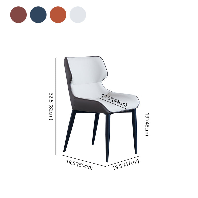 Silla de comedor tapizada de metal con respaldo industrial para interiores (juego de 2)