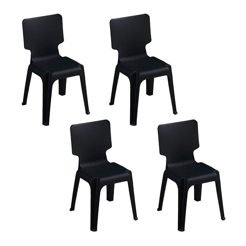 El plástico contemporáneo que cena el lado preside la silla apilable sin brazos de la parte posterior sólida