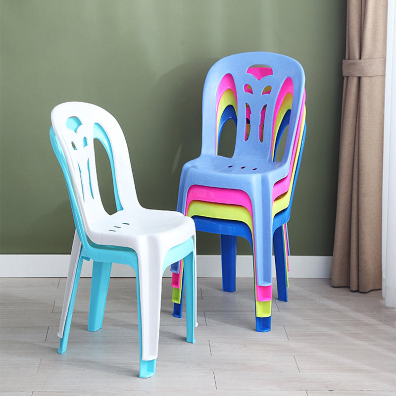 Sillas laterales de comedor de plástico contemporáneo, silla apilable sin brazos con respaldo de listón para el hogar
