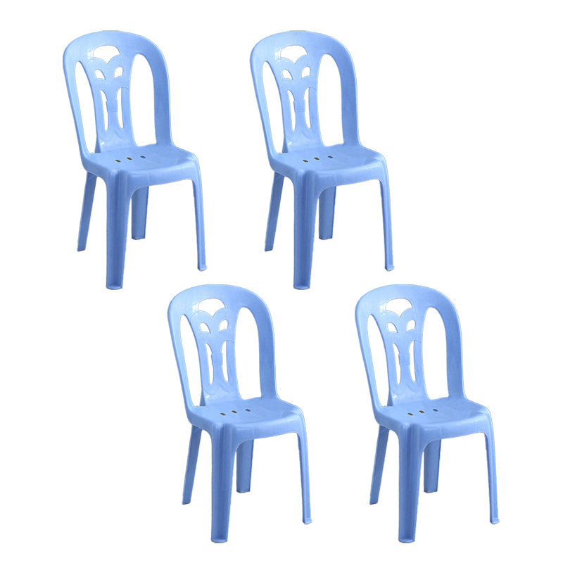 Sillas laterales de comedor de plástico contemporáneo, silla apilable sin brazos con respaldo de listón para el hogar