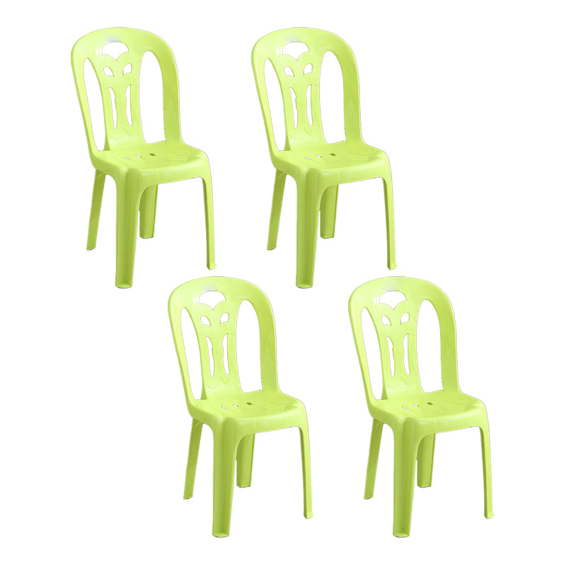 Sillas laterales de comedor de plástico contemporáneo, silla apilable sin brazos con respaldo de listón para el hogar
