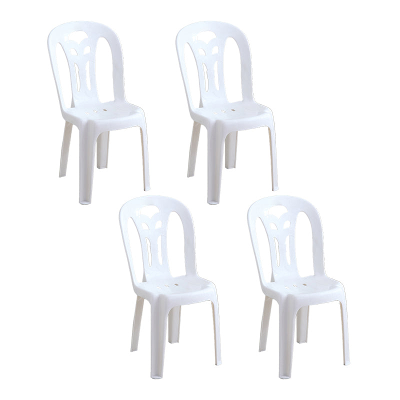 Sillas laterales de comedor de plástico contemporáneo, silla apilable sin brazos con respaldo de listón para el hogar