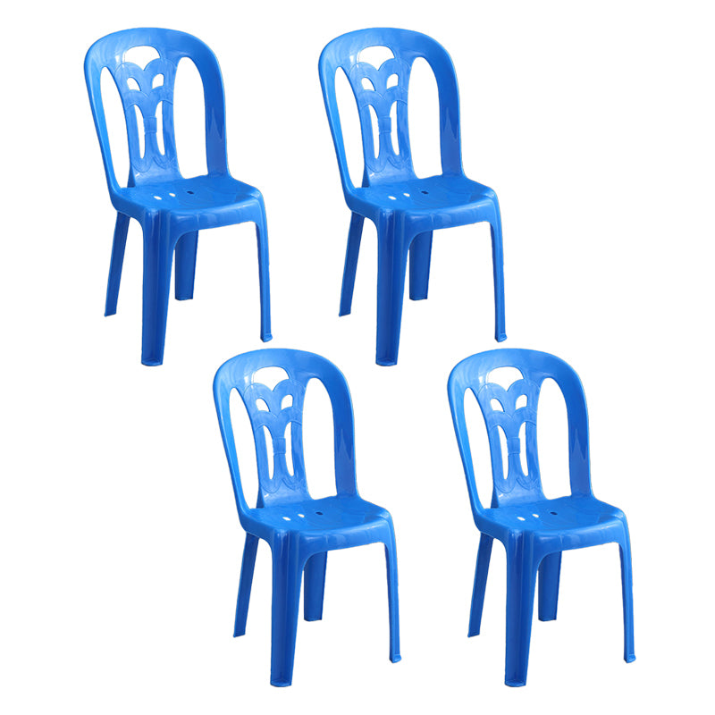 Sillas laterales de comedor de plástico contemporáneo, silla apilable sin brazos con respaldo de listón para el hogar