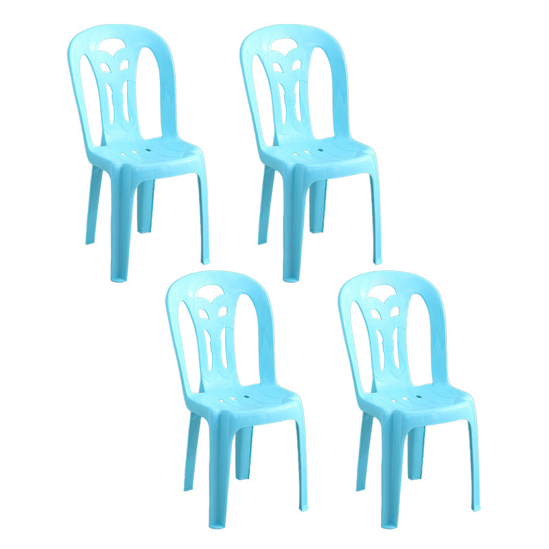 Sillas laterales de comedor de plástico contemporáneo, silla apilable sin brazos con respaldo de listón para el hogar