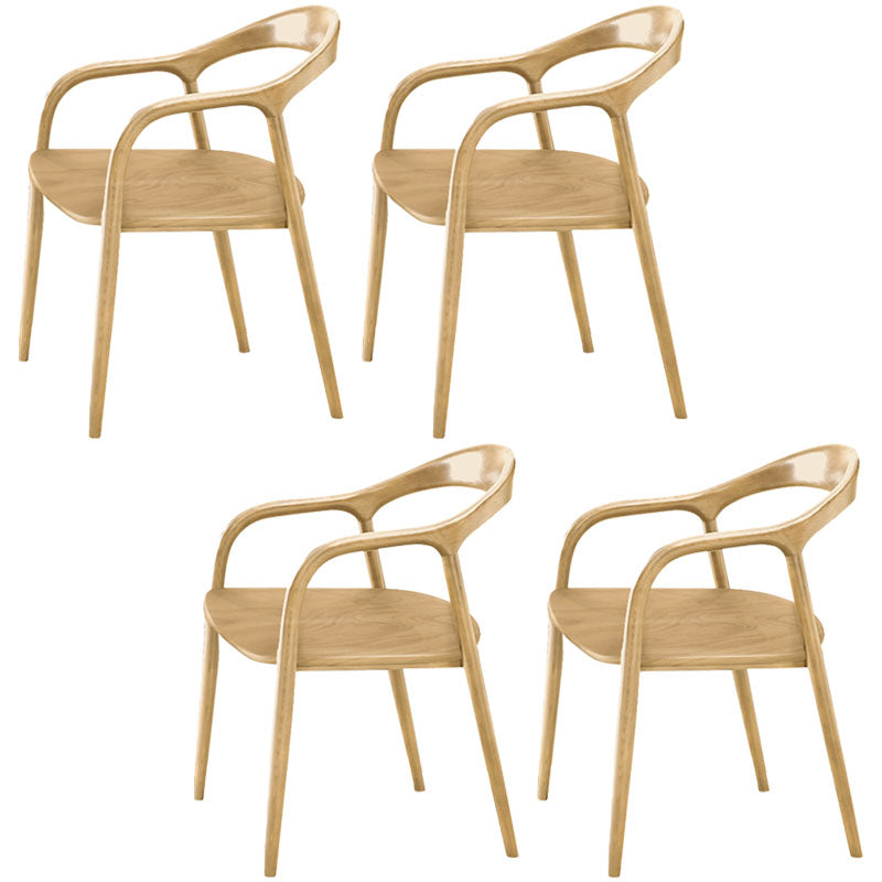 Sillas tradicionales de madera maciza de fresno, juego de sillas de comedor con brazo trasero abierto