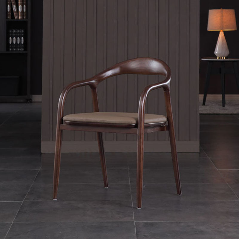 Silla tradicional de madera maciza con respaldo, juego de sillas con brazos y respaldo abierto para comedor y cocina