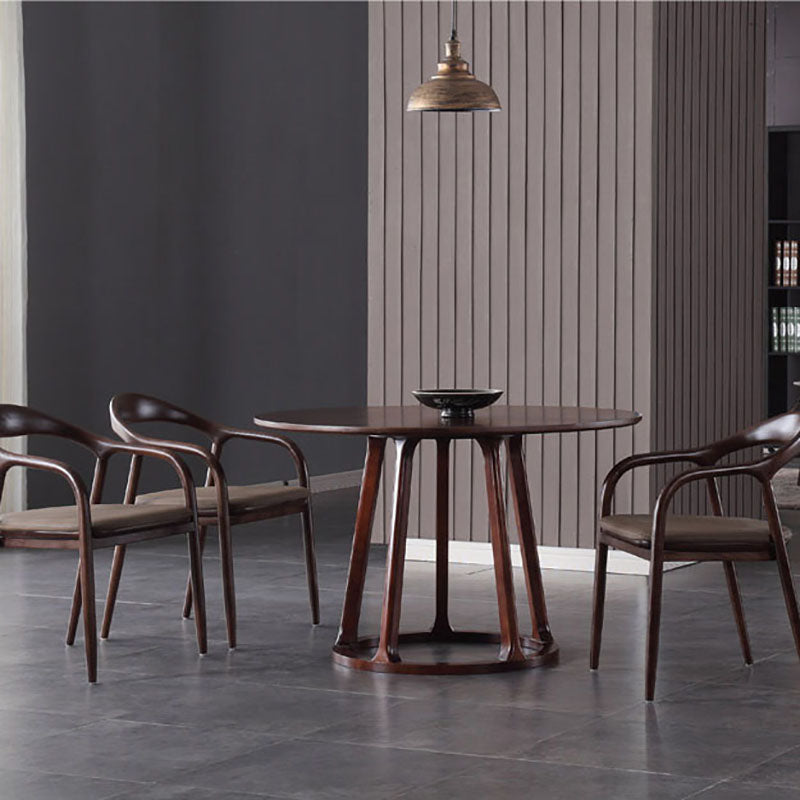 Silla tradicional de madera maciza con respaldo, juego de sillas con brazos y respaldo abierto para comedor y cocina