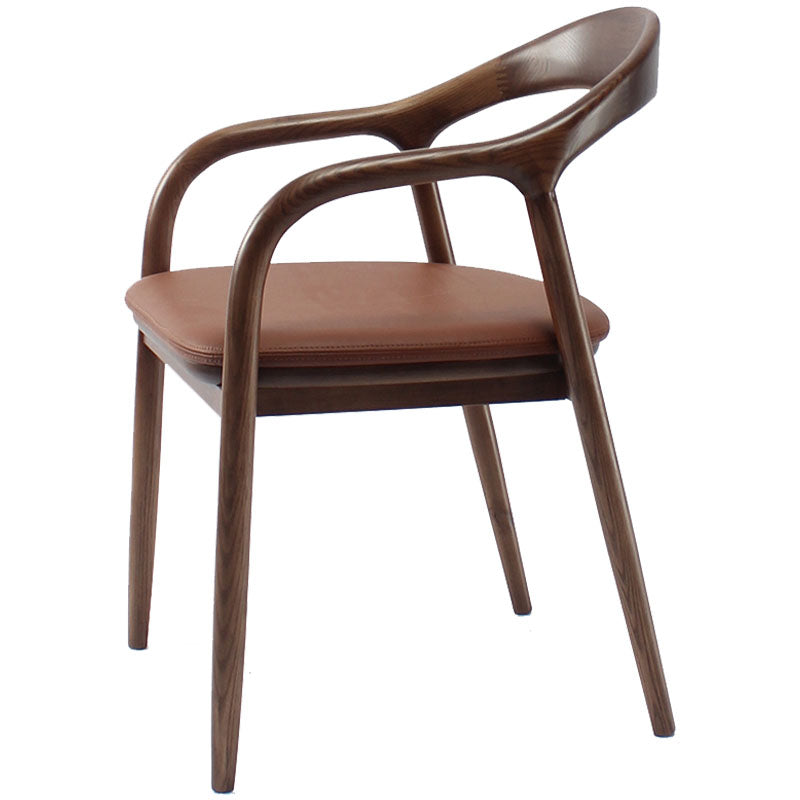 Silla tradicional de madera maciza con respaldo, juego de sillas con brazos y respaldo abierto para comedor y cocina