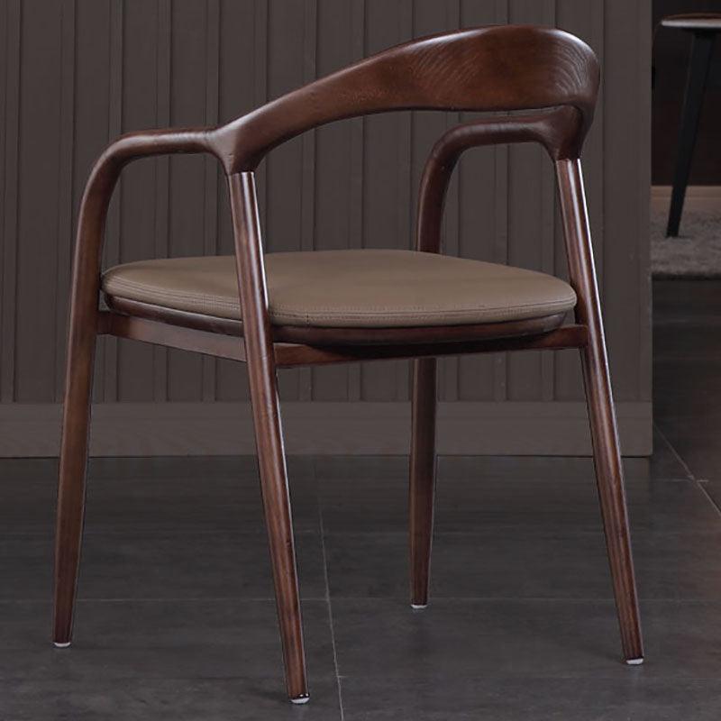 Silla tradicional de madera maciza con respaldo, juego de sillas con brazos y respaldo abierto para comedor y cocina