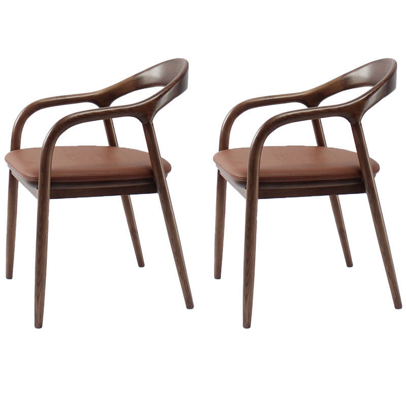 Silla tradicional de madera maciza con respaldo, juego de sillas con brazos y respaldo abierto para comedor y cocina