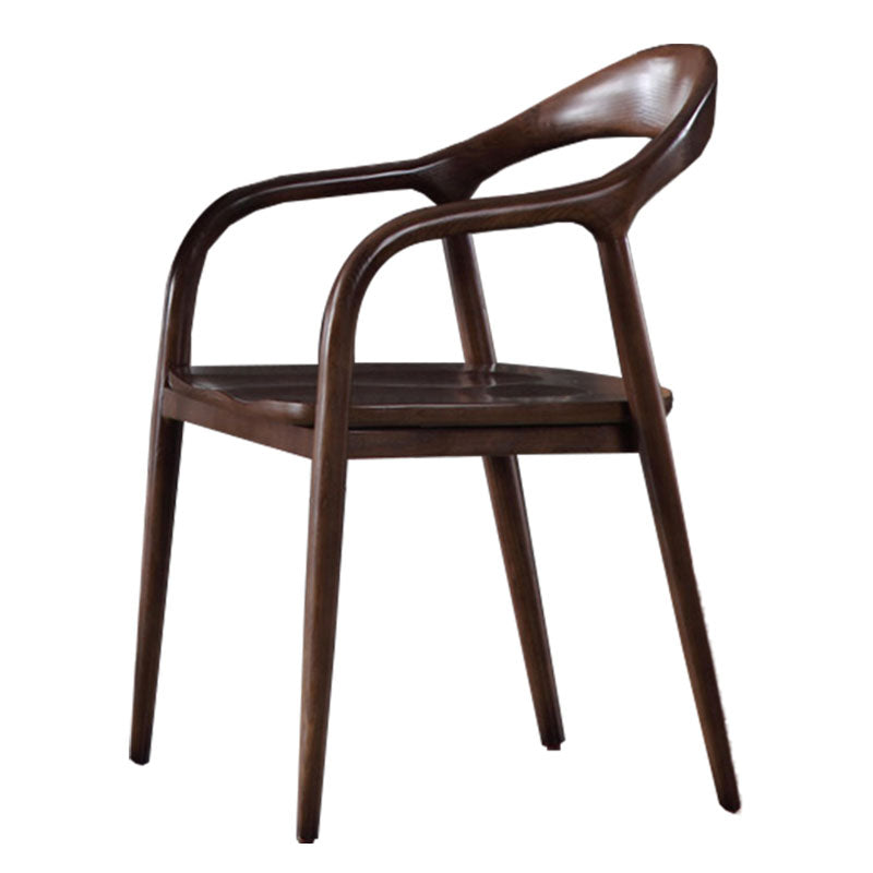 Silla tradicional de madera maciza con respaldo, juego de sillas con brazos y respaldo abierto para comedor y cocina