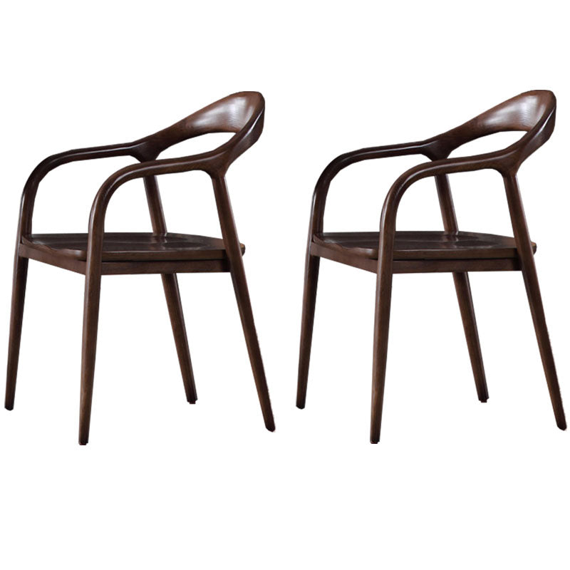 Silla tradicional de madera maciza con respaldo, juego de sillas con brazos y respaldo abierto para comedor y cocina