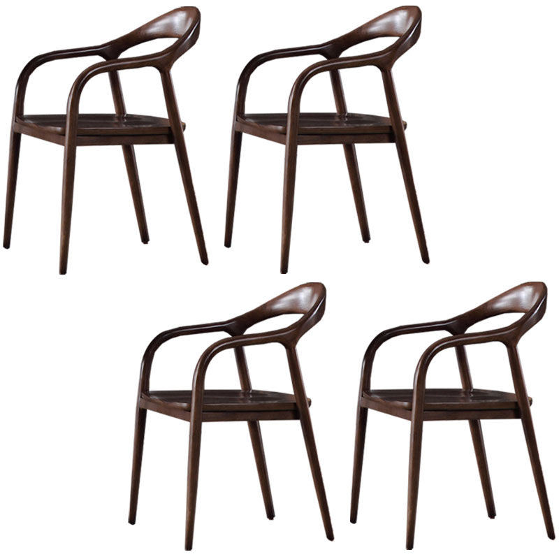 Silla tradicional de madera maciza con respaldo, juego de sillas con brazos y respaldo abierto para comedor y cocina