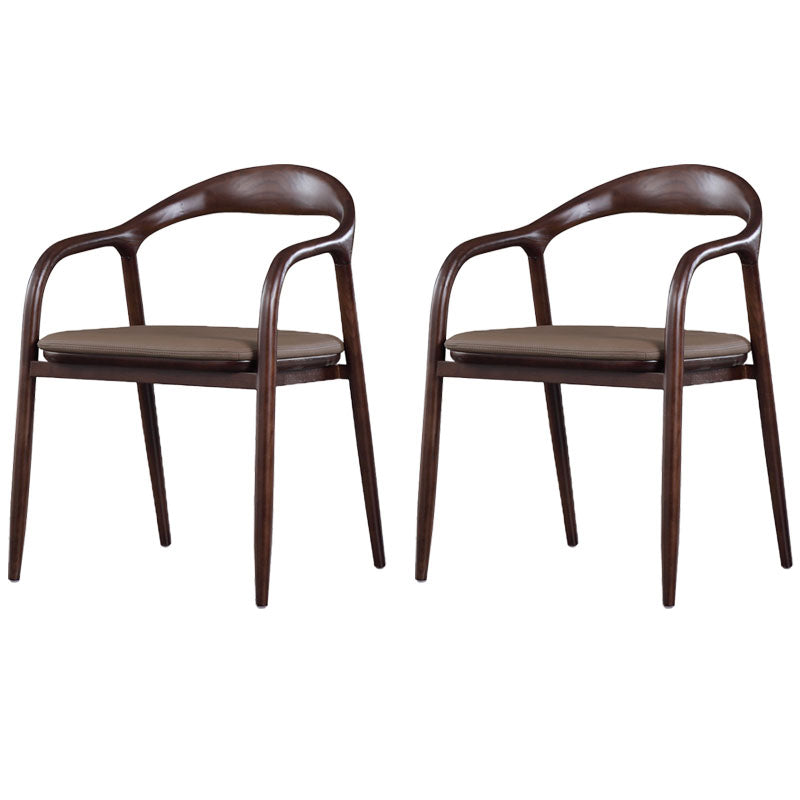 Silla tradicional de madera maciza con respaldo, juego de sillas con brazos y respaldo abierto para comedor y cocina