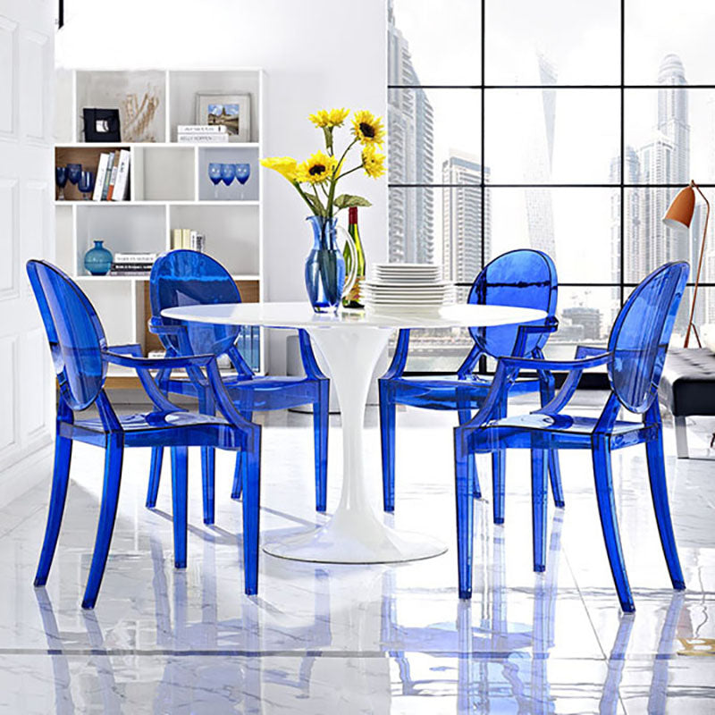 Chaise latérale de salle à manger à dossier ouvert au design moderne, fauteuil de salle à manger en plastique pour la maison