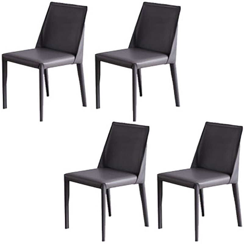 Contemporary Leather Chairs Set Kitchen Dining Room Solid Back Side Chair