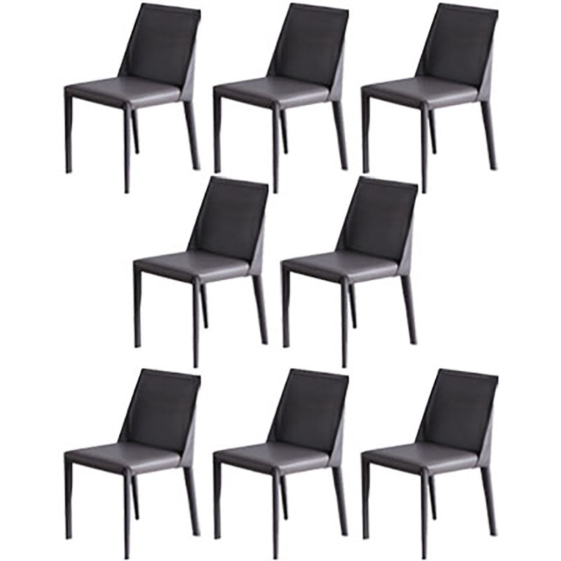 Contemporary Leather Chairs Set Kitchen Dining Room Solid Back Side Chair