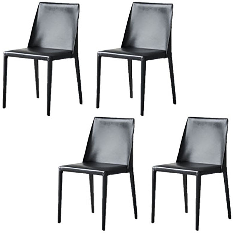 Contemporary Leather Chairs Set Kitchen Dining Room Solid Back Side Chair