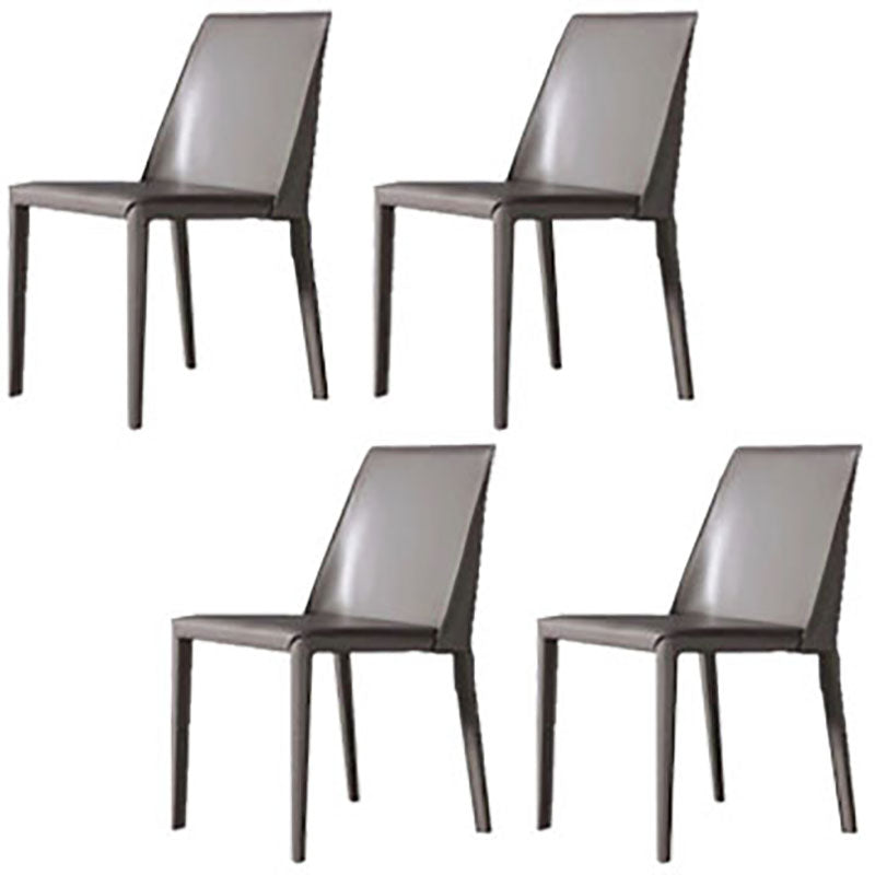 Contemporary Leather Chairs Set Kitchen Dining Room Solid Back Side Chair