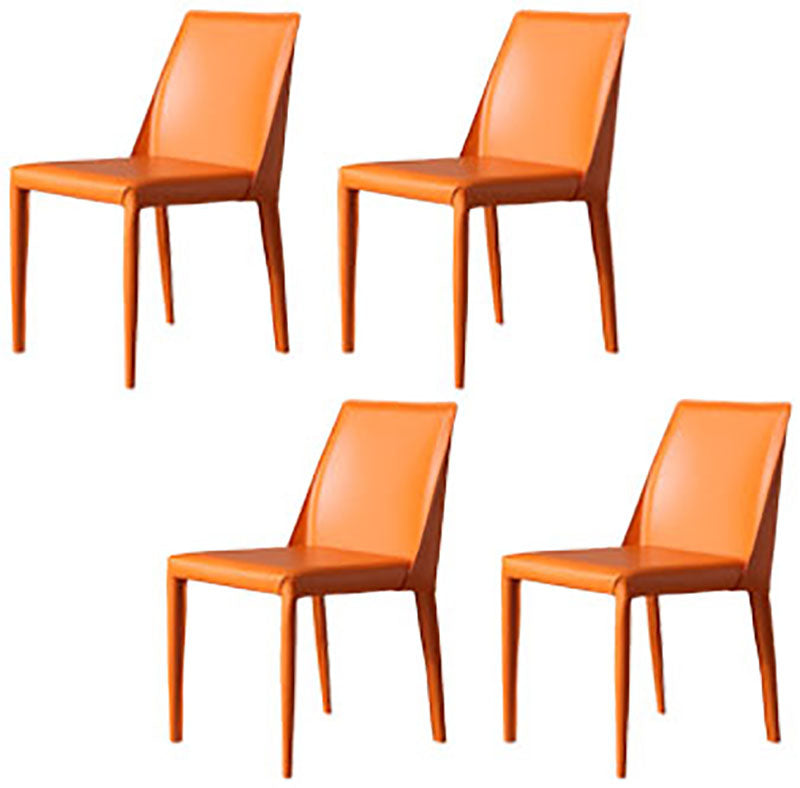 Contemporary Leather Chairs Set Kitchen Dining Room Solid Back Side Chair