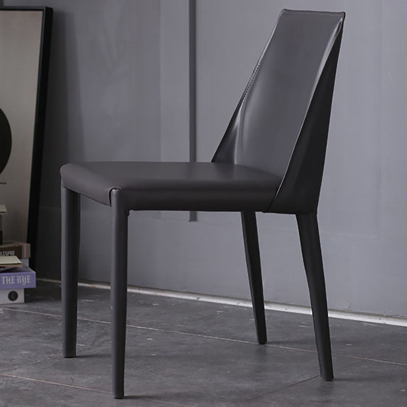 Contemporary Leather Chairs Set Kitchen Dining Room Solid Back Side Chair