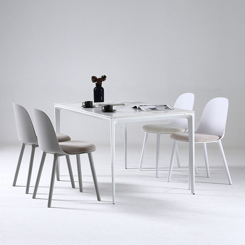 Silla lateral de comedor de plástico de estilo escandinavo, silla sin brazos con respaldo abierto para el hogar
