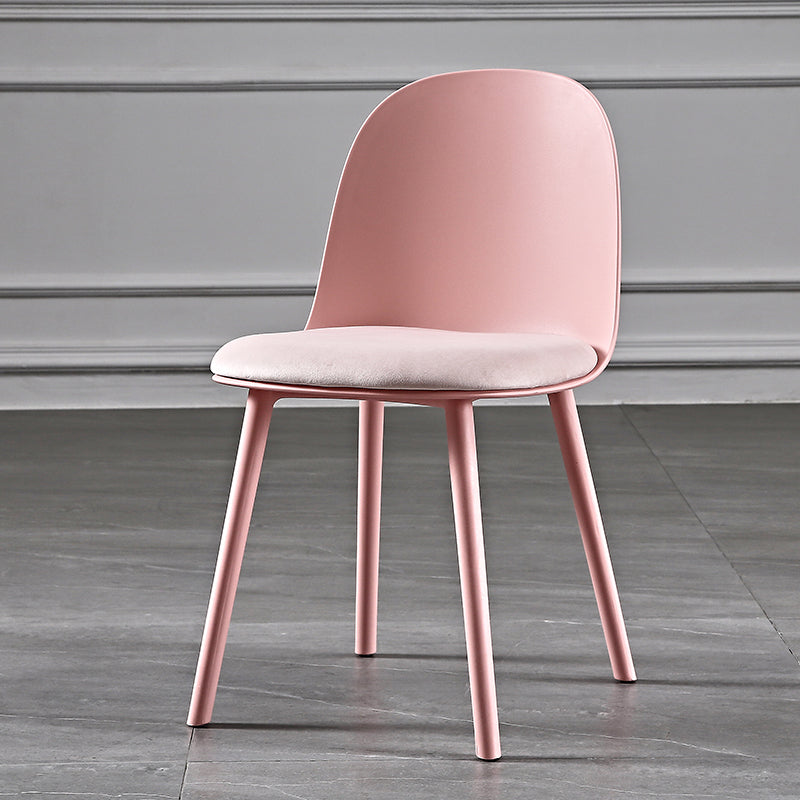 Silla lateral de comedor de plástico de estilo escandinavo, silla sin brazos con respaldo abierto para el hogar