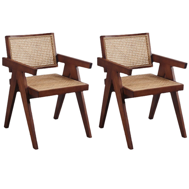 Chaise de salle à manger scandinave en bois, chaises de salle à manger à dossier ouvert avec accoudoirs (Ensemble de 2)