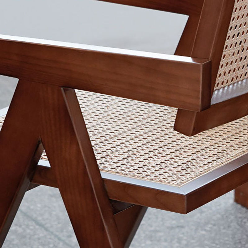 Silla de comedor de madera escandinava, cafetería, sillas de comedor con respaldo abierto y brazo (juego de 2)