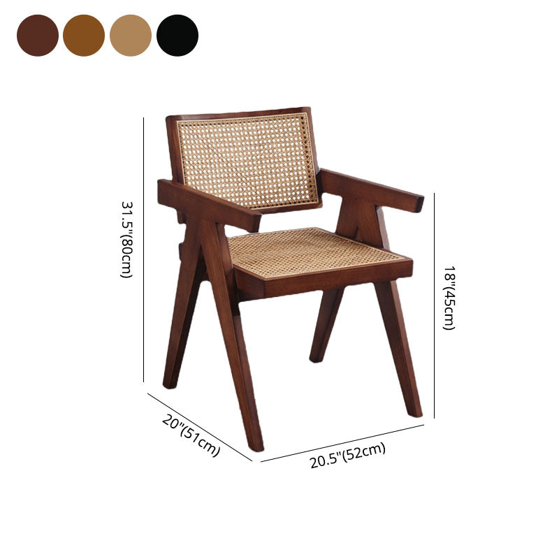 Silla de comedor de madera escandinava, cafetería, sillas de comedor con respaldo abierto y brazo (juego de 2)
