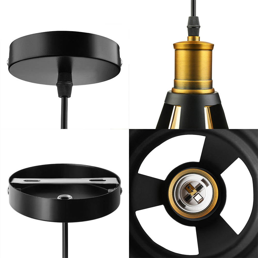 10.5"/12"/15" W 1 Light Hanging Light with Barn Shade Iron Farmhouse Style Dining Room Ceiling Light Fixture in Black/White/White Inner