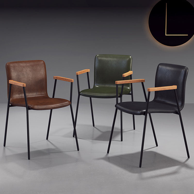 Fauteuil de salle à manger en cuir industriel, finition mate, chaise de salle à manger à dossier solide