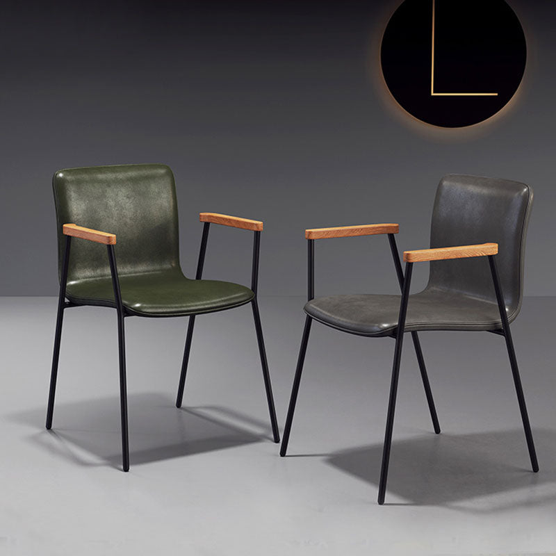 Fauteuil de salle à manger en cuir industriel, finition mate, chaise de salle à manger à dossier solide