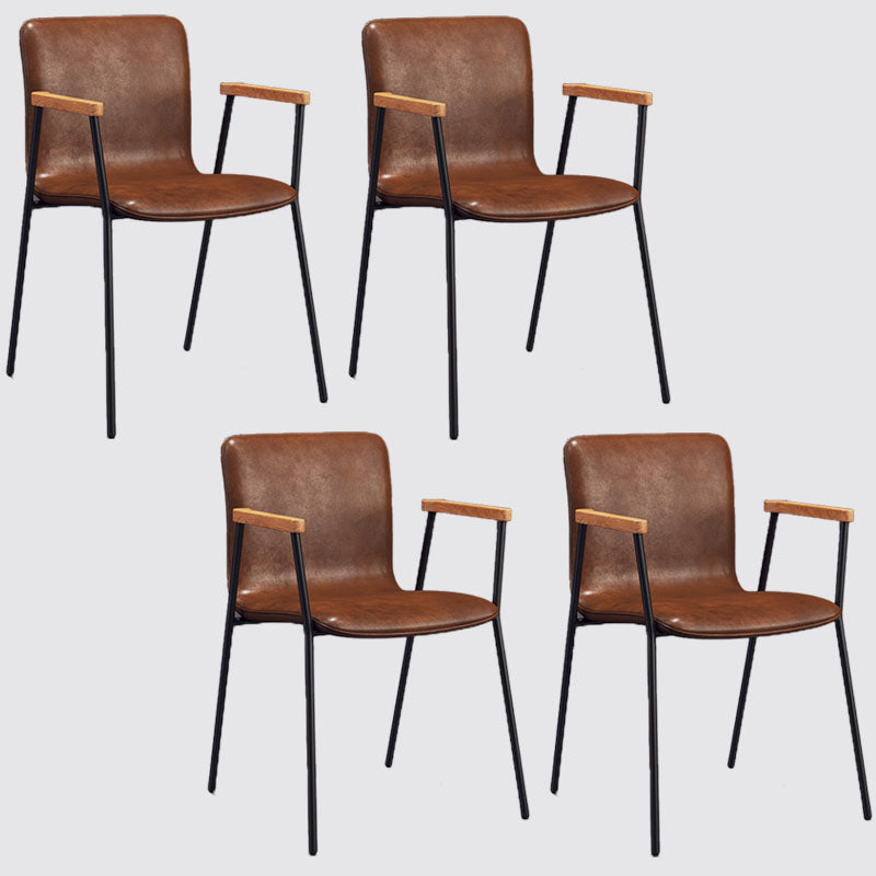 Fauteuil de salle à manger en cuir industriel, finition mate, chaise de salle à manger à dossier solide
