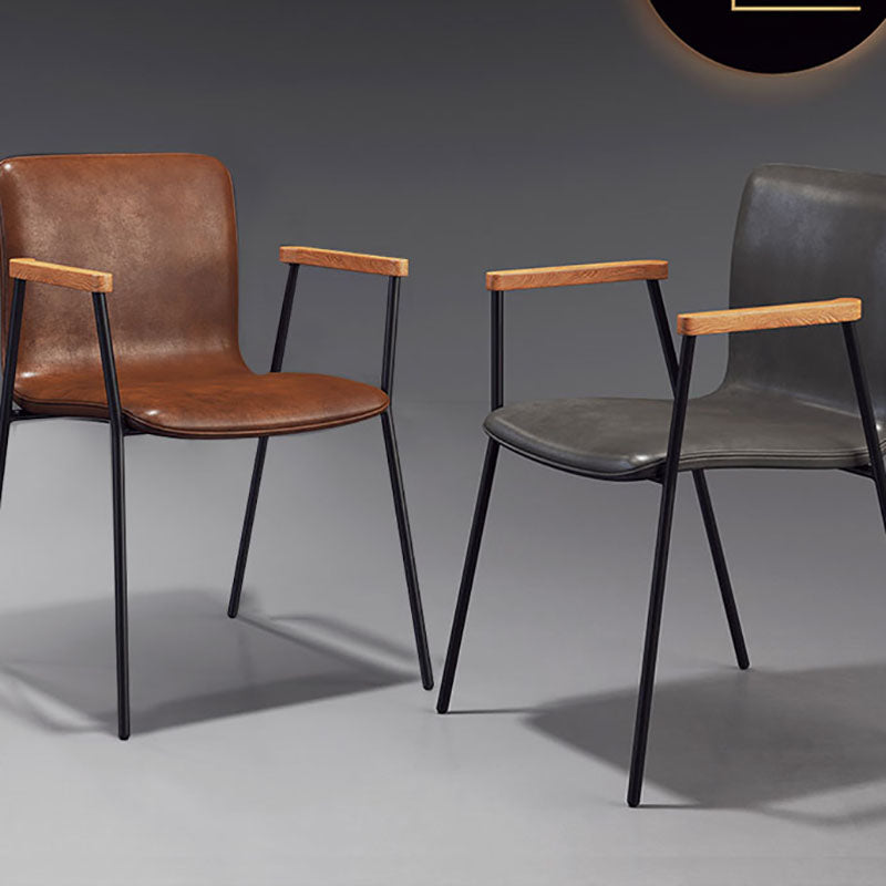 Fauteuil de salle à manger en cuir industriel, finition mate, chaise de salle à manger à dossier solide