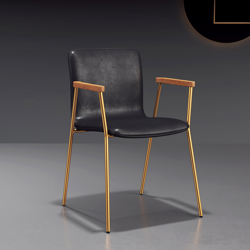 Fauteuil de salle à manger en cuir industriel, finition mate, chaise de salle à manger à dossier solide