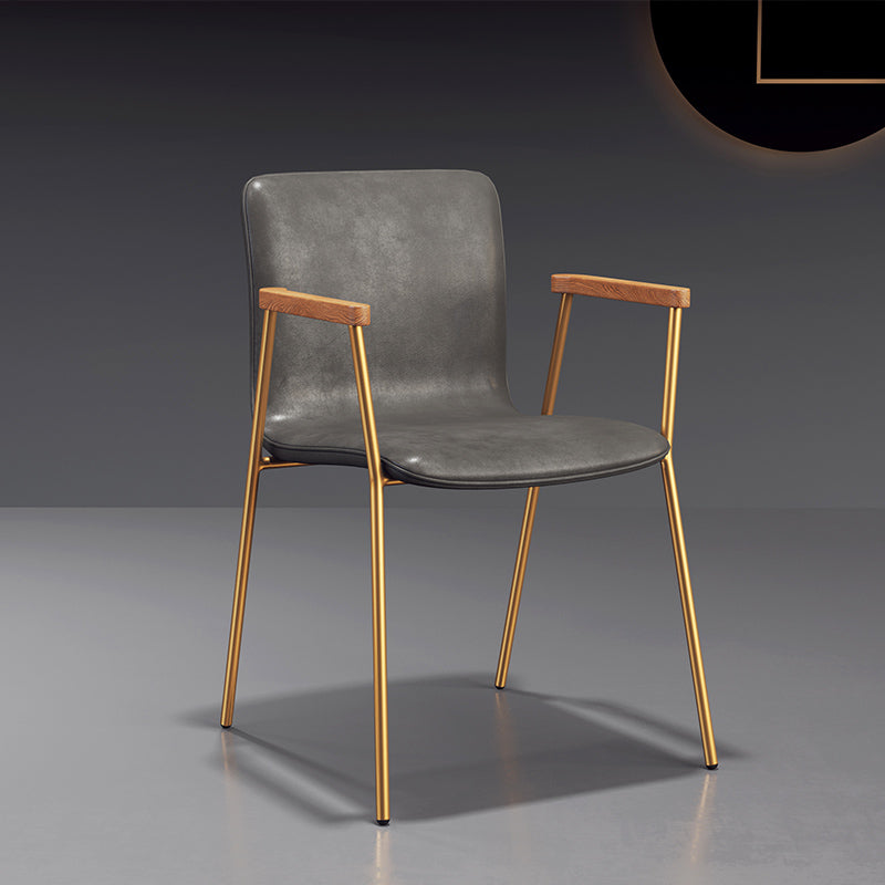 Fauteuil de salle à manger en cuir industriel, finition mate, chaise de salle à manger à dossier solide