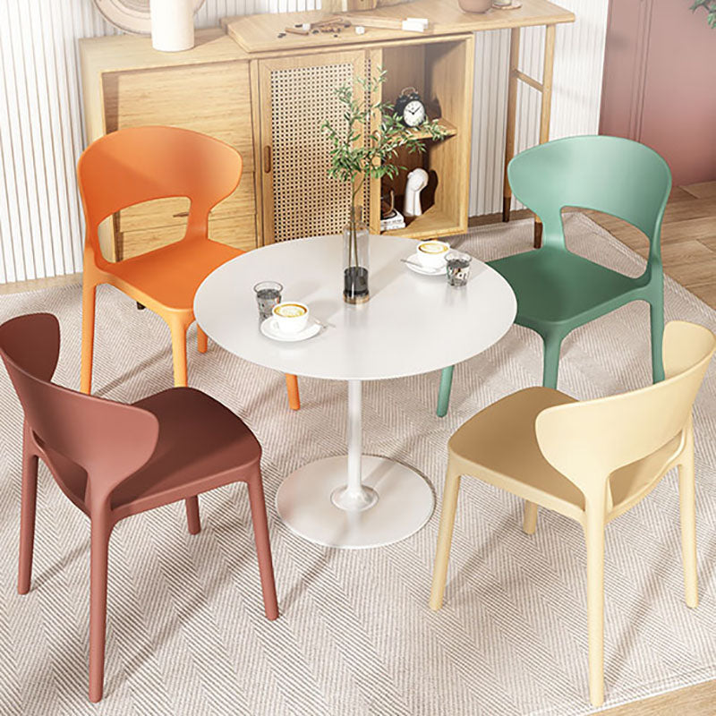 Sillas de comedor estilo Glam, silla lateral sin brazos de comedor de plástico para cocina